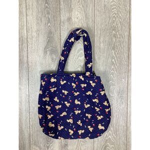 Teddy Bear Quilted‎ Bag Navy Honey Bee Tote